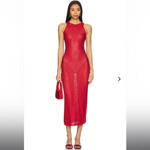 Lovers & Friends Hollis Sequin Midi Dress Red Sz XS